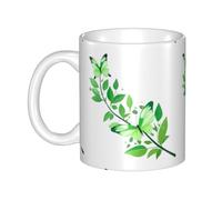 UDFKGLP Green leaf star butterfly Pattern mug ceramic Mugs for cappuccino, latte, cereal, yogurt, milk, hot or cold drinks Micro-wave oven