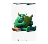 UDFKGLP Green monster reading a book Pattern Tin decorative painting 8x12in Made of tinplate, wear-resistant and durable