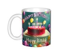 UDFKGLP Happy Birthday Beautiful Pattern mug ceramic Mugs for cappuccino, latte, cereal, yogurt, milk, hot or cold drinks Micro-wave oven