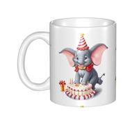 UDFKGLP Happy Birthday Dumbo Pattern mug ceramic Mugs for cappuccino, latte, cereal, yogurt, milk, hot or cold drinks Micro-wave oven