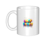 UDFKGLP Happy birthday to you Pattern mug ceramic Mugs for cappuccino, latte, cereal, yogurt, milk, hot or cold drinks Micro-wave oven