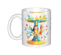 UDFKGLP Happy carousel park Pattern mug ceramic Mugs for cappuccino, latte, cereal, yogurt, milk, hot or cold drinks Micro-wave oven