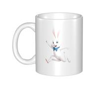 UDFKGLP Happy dancing little white rabbit Pattern mug ceramic Mugs for cappuccino, latte, cereal, yogurt, milk, hot or cold drinks Micro-wave oven