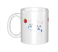 UDFKGLP Happy little white rabbit Pattern mug ceramic Mugs for cappuccino, latte, cereal, yogurt, milk, hot or cold drinks Micro-wave oven