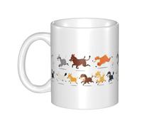UDFKGLP Happy running animals Pattern mug ceramic Mugs for cappuccino, latte, cereal, yogurt, milk, hot or cold drinks Micro-wave oven