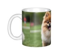 UDFKGLP Happy short-haired pomeranian Pattern mug ceramic Mugs for cappuccino, latte, cereal, yogurt, milk, hot or cold drinks Micro-wave oven
