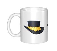 UDFKGLP Hat full of gold coins Pattern mug ceramic Mugs for cappuccino, latte, cereal, yogurt, milk, hot or cold drinks Micro-wave oven