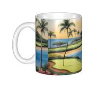 UDFKGLP Hawaii Beach Golf Course Pattern mug ceramic Mugs for cappuccino, latte, cereal, yogurt, milk, hot or cold drinks Micro-wave oven