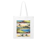 UDFKGLP Hawaii Beach Golf Course Pattern Woman Canvas Tote Bag Strong and durable for traveling, shopping, Daily One Size
