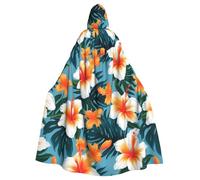 UDFKGLP Hawaiian Flower Pattern Adult Hooded Cloak is a super large, comfortable, and durable Halloween hooded poncho
