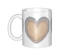 UDFKGLP Heart shaped pattern on the beach Pattern mug ceramic Mugs for cappuccino, latte, cereal, yogurt, milk, hot or cold drinks Micro-wave oven
