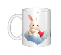 UDFKGLP Heart-shaped rabbit on the cloud Pattern mug ceramic Mugs for cappuccino, latte, cereal, yogurt, milk, hot or cold drinks Micro-wave oven