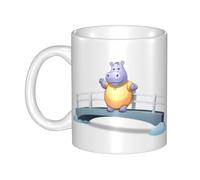 UDFKGLP Hippo crossing the bridge Pattern mug ceramic Mugs for cappuccino, latte, cereal, yogurt, milk, hot or cold drinks Micro-wave oven