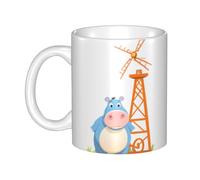 UDFKGLP Hippopotamus blowing windmill Pattern mug ceramic Mugs for cappuccino, latte, cereal, yogurt, milk, hot or cold drinks Micro-wave oven
