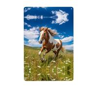UDFKGLP Horses on the Prairie Pattern Tin decorative painting 8x12in Made of tinplate, wear-resistant and durable