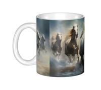 UDFKGLP Horses running wild in the river Pattern mug ceramic Mugs for cappuccino, latte, cereal, yogurt, milk, hot or cold drinks Micro-wave oven