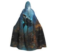 UDFKGLP Huge killer whales Pattern Adult Hooded Cloak is a super large, comfortable, and durable Halloween hooded poncho