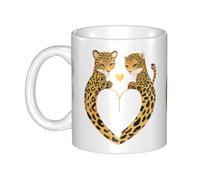 UDFKGLP I love you surrounded by leopard print Pattern mug ceramic Mugs for cappuccino, latte, cereal, yogurt, milk, hot or cold drinks Micro-wave oven