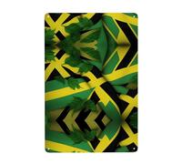 UDFKGLP Jamaica Flag Leaves Pattern Tin decorative painting 8x12in Made of tinplate, wear-resistant and durable