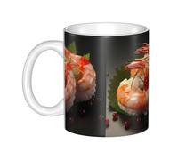 UDFKGLP Japanese sushi shrimp Pattern mug ceramic Mugs for cappuccino, latte, cereal, yogurt, milk, hot or cold drinks Micro-wave oven