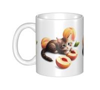 UDFKGLP Kitten lying on soft peaches Pattern mug ceramic Mugs for cappuccino, latte, cereal, yogurt, milk, hot or cold drinks Micro-wave oven