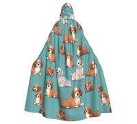 UDFKGLP Lazy Dog Puppy Pattern Adult Hooded Cloak is a Super Large, Comfortable, and Durable Halloween Hooded Poncho