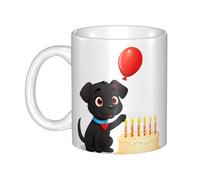 UDFKGLP Little black dog blowing out candles Pattern mug ceramic Mugs for cappuccino, latte, cereal, yogurt, milk, hot or cold drinks Micro-wave oven