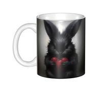 UDFKGLP Little black rabbit holding a heart Pattern mug ceramic Mugs for cappuccino, latte, cereal, yogurt, milk, hot or cold drinks Micro-wave oven