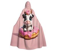 UDFKGLP Little Cow On A Donut Pattern Adult Hooded Cloak is a super large, comfortable, and durable Halloween hooded poncho