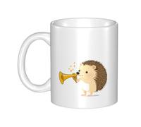 UDFKGLP Little hedgehog blowing trumpet Pattern mug ceramic Mugs for cappuccino, latte, cereal, yogurt, milk, hot or cold drinks Micro-wave oven