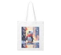 UDFKGLP Little penguin looking at the snow Pattern Woman Canvas Tote Bag Strong and durable for traveling, shopping, Daily One Size