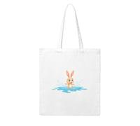 UDFKGLP Little rabbit stepping into the puddle Pattern Woman Canvas Tote Bag Strong and durable for traveling, shopping, Daily One Size