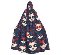 UDFKGLP Little Raccoon Face Pattern Adult Hooded Cloak is a super large, comfortable, and durable Halloween hooded poncho