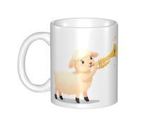 UDFKGLP Little sheep blowing trumpet Pattern mug ceramic Mugs for cappuccino, latte, cereal, yogurt, milk, hot or cold drinks Micro-wave oven