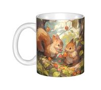 UDFKGLP Little squirrel gnawing fruit Pattern mug ceramic Mugs for cappuccino, latte, cereal, yogurt, milk, hot or cold drinks Micro-wave oven