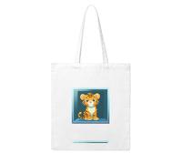 UDFKGLP Little tiger in square glass Pattern Woman Canvas Tote Bag Strong and durable for traveling, shopping, Daily One Size