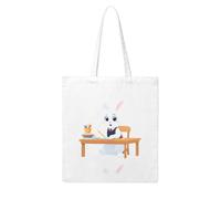 UDFKGLP Little white rabbit doing homework Pattern Woman Canvas Tote Bag Strong and durable for traveling, shopping, Daily One Size