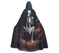 UDFKGLP Lonely Skeleton Pattern Adult Hooded Cloak is a super large, comfortable, and durable Halloween hooded poncho
