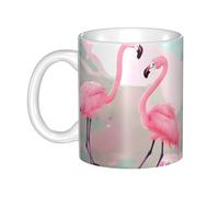UDFKGLP Love Flamingo Pattern mug ceramic Mugs for cappuccino, latte, cereal, yogurt, milk, hot or cold drinks Micro-wave oven