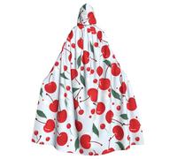 UDFKGLP Lovely Sweet Red Cherry Pattern Adult Hooded Cloak is a super large, comfortable, and durable Halloween hooded poncho