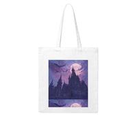 UDFKGLP Moonlight Bat Castle Pattern Woman Canvas Tote Bag Strong and durable for traveling, shopping, Daily One Size