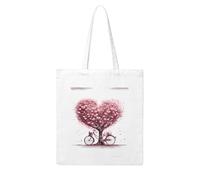 UDFKGLP Mother's Day Valentine's Day Romantic Heart Tree and Bike Pattern Woman Canvas Tote Bag Strong and durable for traveling, shopping, Daily One Size