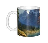 UDFKGLP Mountain and lake Pattern mug ceramic Mugs for cappuccino, latte, cereal, yogurt, milk, hot or cold drinks Micro-wave oven