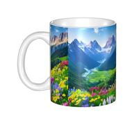 UDFKGLP Mountain Floral landscape Pattern mug ceramic Mugs for cappuccino, latte, cereal, yogurt, milk, hot or cold drinks Micro-wave oven