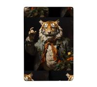 UDFKGLP Mr. Dancing Tiger Pattern Tin decorative painting 8x12in Made of tinplate, wear-resistant and durable
