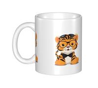 UDFKGLP Naughty little tiger with sunglasses Pattern mug ceramic Mugs for cappuccino, latte, cereal, yogurt, milk, hot or cold drinks Micro-wave oven