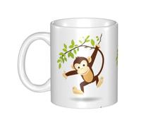 UDFKGLP Naughty monkey jumping between trees Pattern mug ceramic Mugs for cappuccino, latte, cereal, yogurt, milk, hot or cold drinks Micro-wave oven