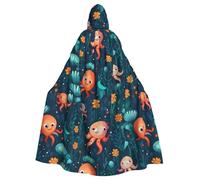 UDFKGLP Octopus pattern Pattern Adult Hooded Cloak is a super large, comfortable, and durable Halloween hooded poncho