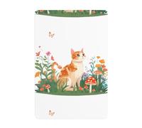 UDFKGLP Orange cat in the mushroom bush Pattern Tin decorative painting 8x12in Made of tinplate, wear-resistant and durable