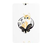 UDFKGLP Orange cat on a big butterfly Pattern Tin decorative painting 8x12in Made of tinplate, wear-resistant and durable